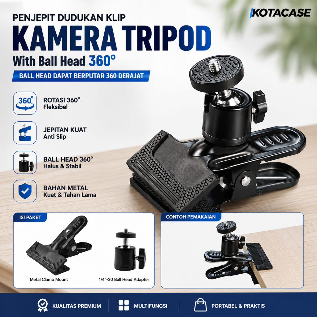 แคลมป์กล้อง HP แคลมป์ขาตั้งกล้อง UC 501 หัวบอล 360° สกรู 1/4 นิ้วสําหรับขายึดกล้องโทรศัพท์ โกโปร