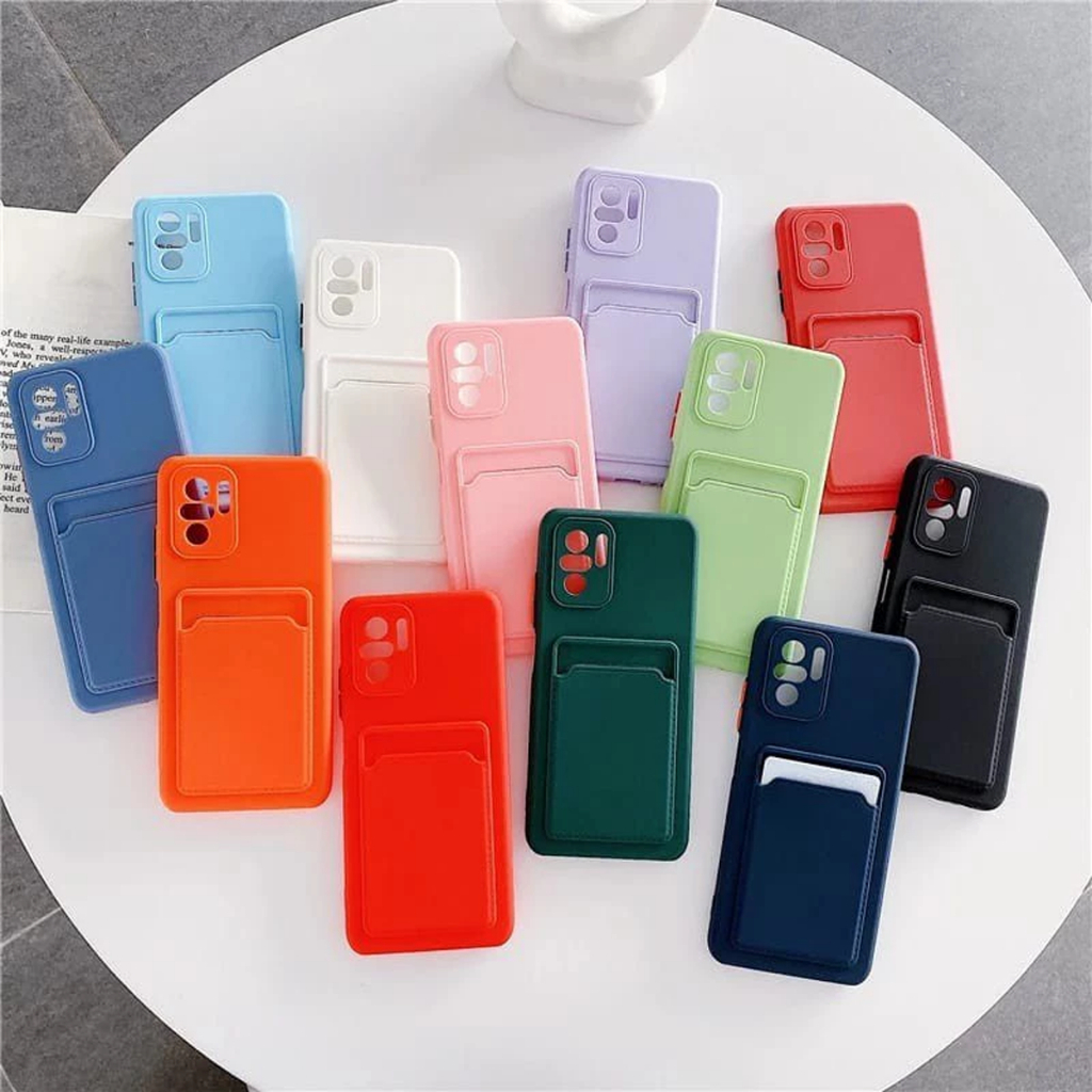 002 Soft Case Slot Card สําหรับ REDMI 10 4G-RED 9A-RED-10C/ POCO C40-RED A1/A2-RED NOTE 9 PRO-RED NO
