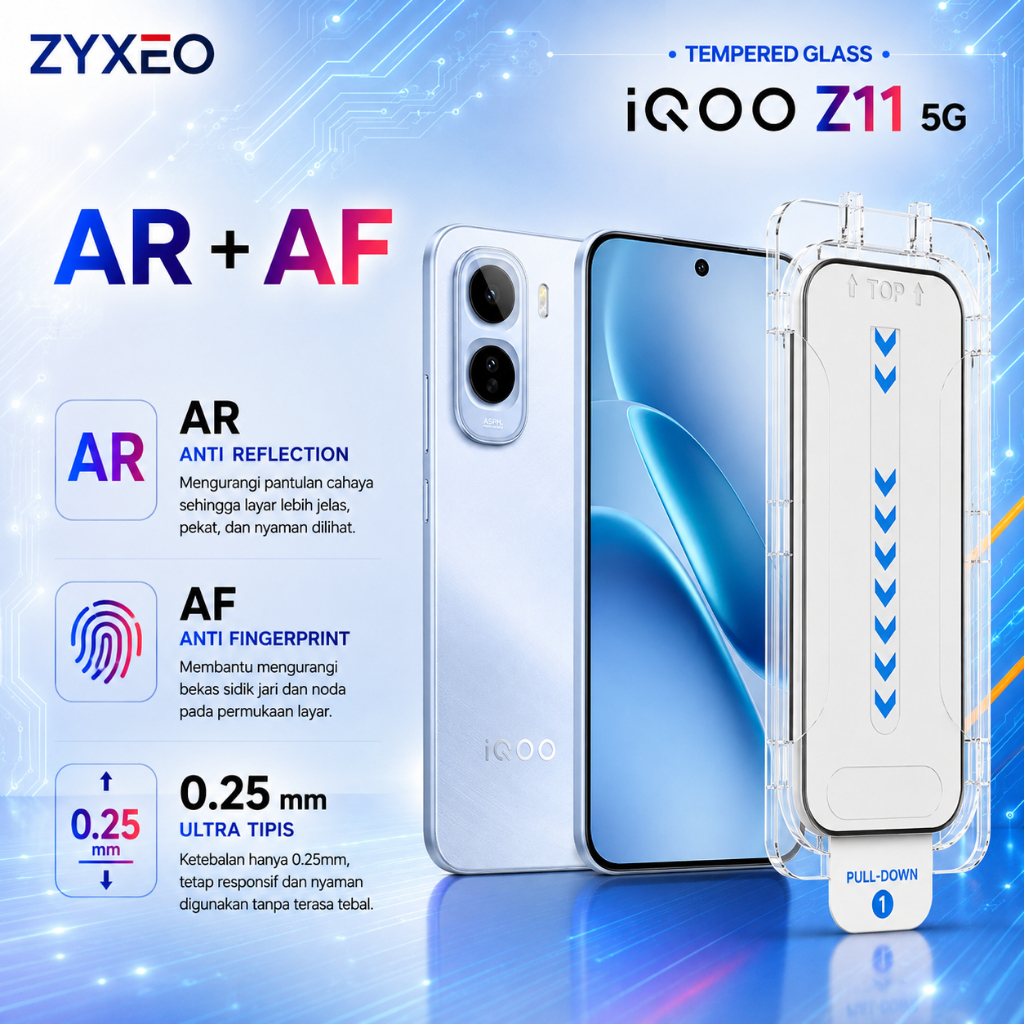 LAYAR กระจกนิรภัย Zyxeo สําหรับ IQOO Z11 5g - ใหม่ AR AF ตัวป้องกันหน้าจอป้องกันรอยขีดข่วนพร้อมเครื่