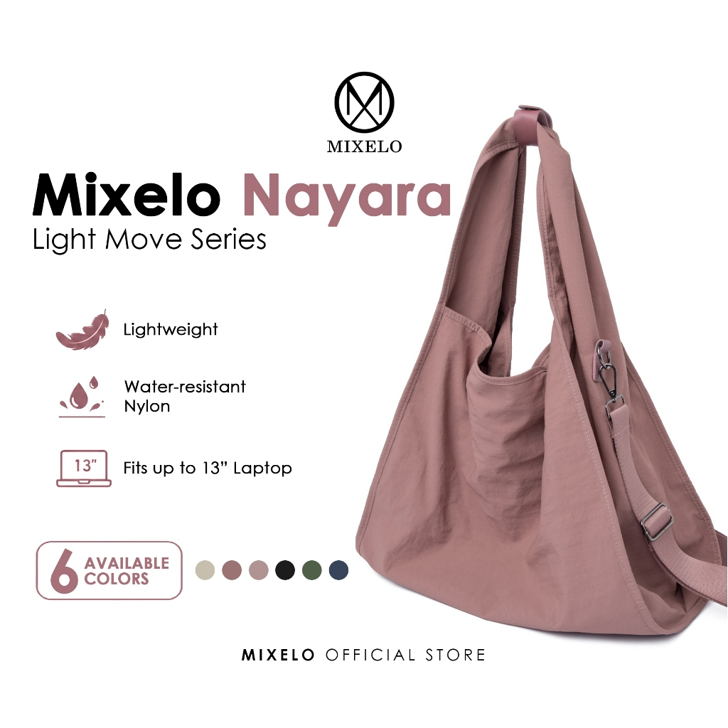 MIXELO NAYARA Nylon Hobo Bag กระเป๋าสะพายไหล่มัลติฟังก์ชั่นสําหรับผู้หญิงกระเป๋าไนลอนขนาดใหญ่