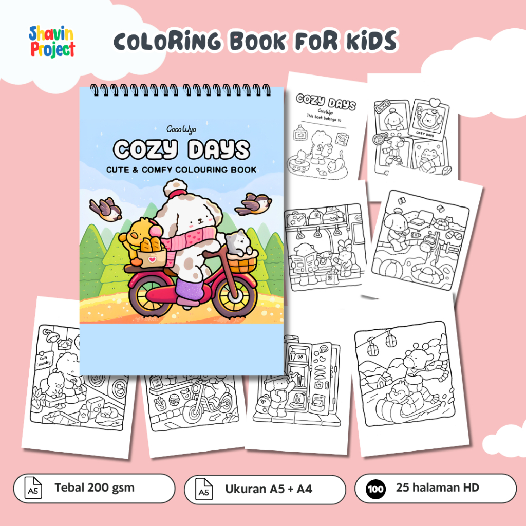 Cozy days girl moment มุมน้อย A5 สมุดระบายสีเด็ก 200gsm หนา 25 หน้า