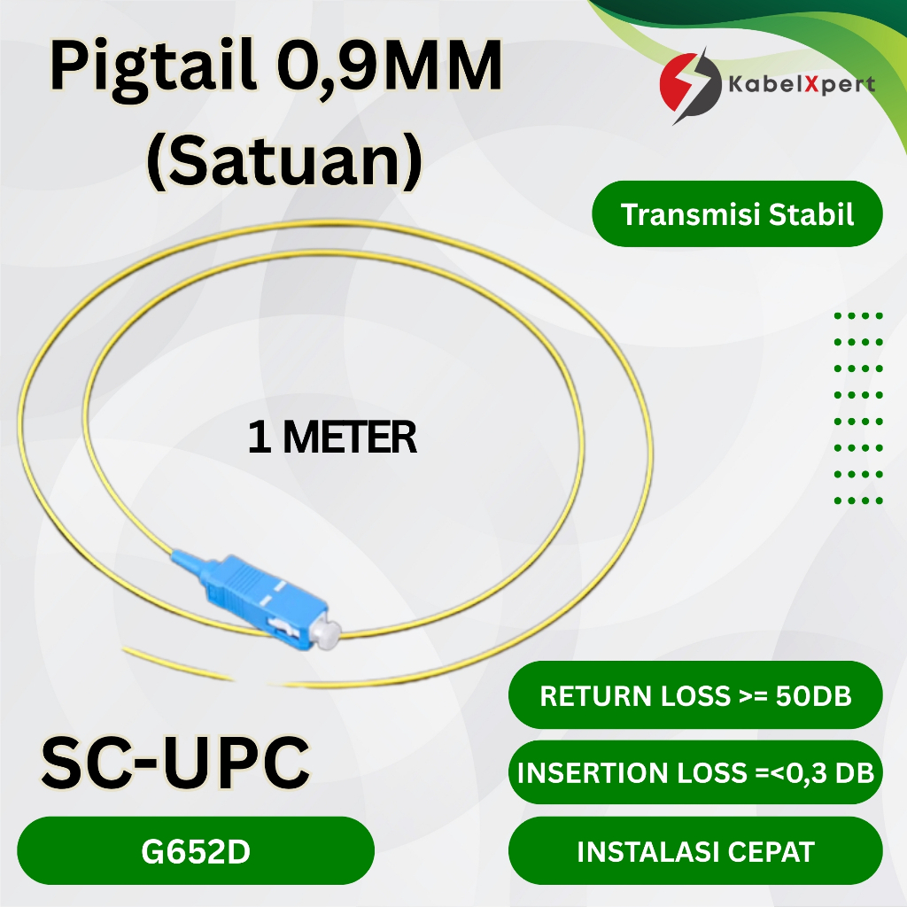 Pigtail FO 0.9mm SC/UPC G652D 1 เมตร - โหมดไฟเบอร์ออปติก 1.5 เมตร [UNIT]