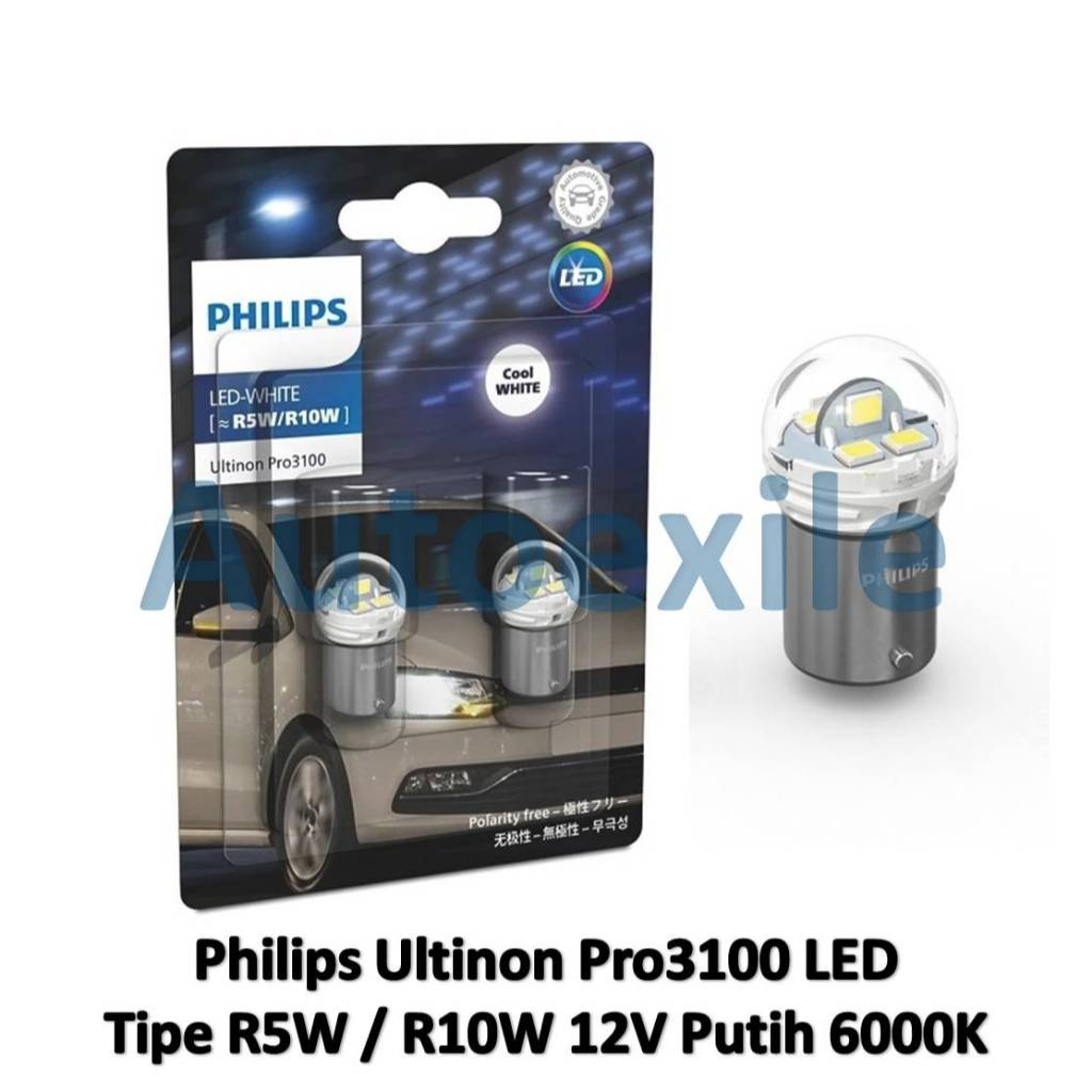 Philips Ultinon Pro3100 LED R5W R10W 12V BA15s Cool White 6000K ไฟรถยนต์เดิม