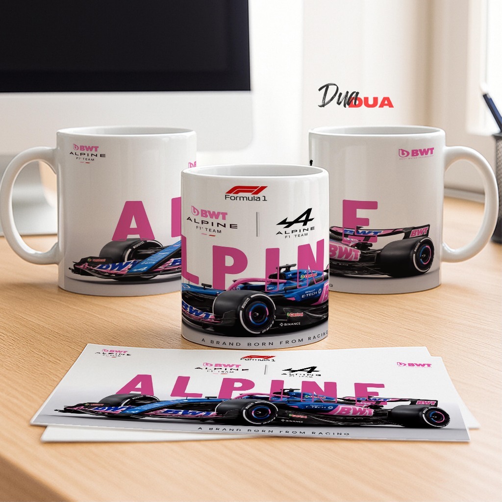 Alpine F1 Team BWT Custom Mug - ถ้วยเซรามิคสินค้าสําหรับแข่งยานยนต์ระดับพรีเมียม