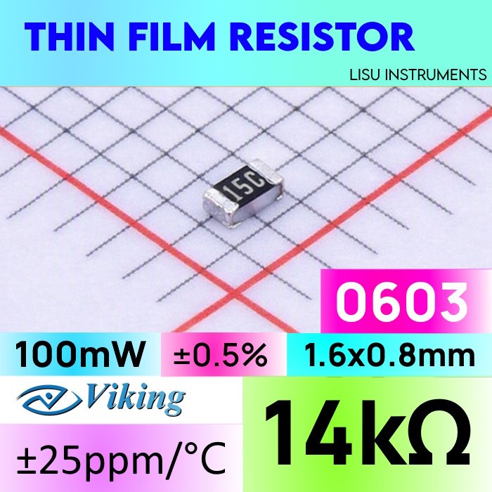 14k 0603 ±0.5% ±25ppm/°C THIN ตัวต้านทานฟิล์ม 15C Viking Tech ARG03DTC1402