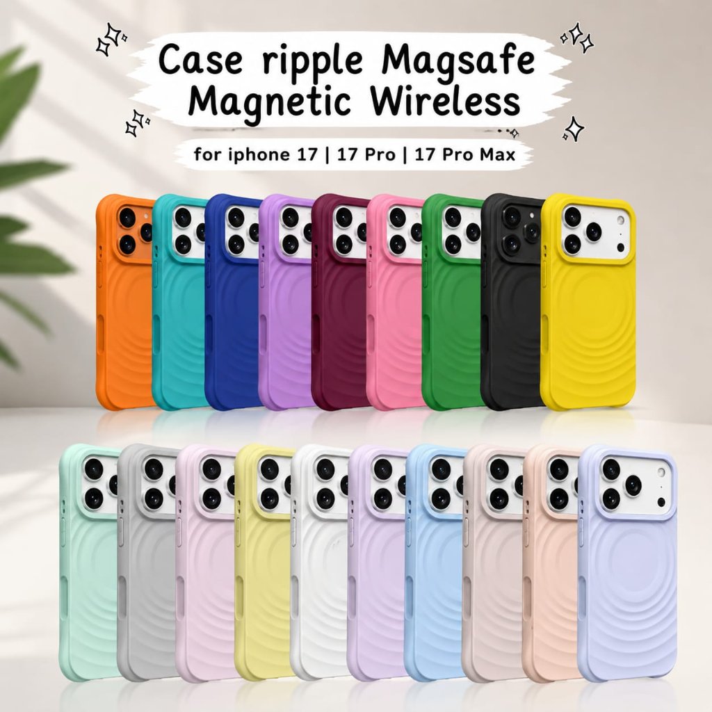 Ripple Case Iphone 17 / 17 Pro / 17 Pro Max เคสซิลิโคนแม่เหล็กถุงลมนิรภัย Shockprof การชาร์จแบบไร้สา