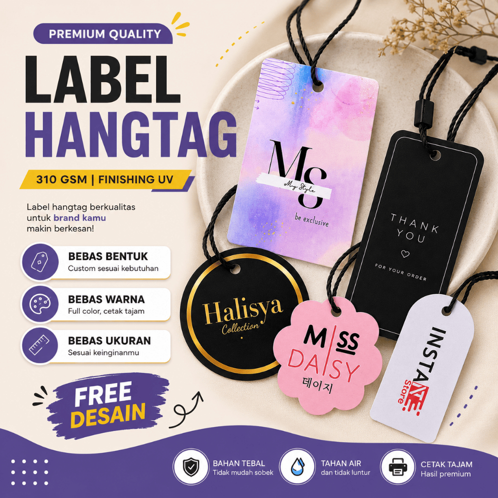 Custom Hangtag 310 GSM UV Premium Fashion Clothing Brand Label