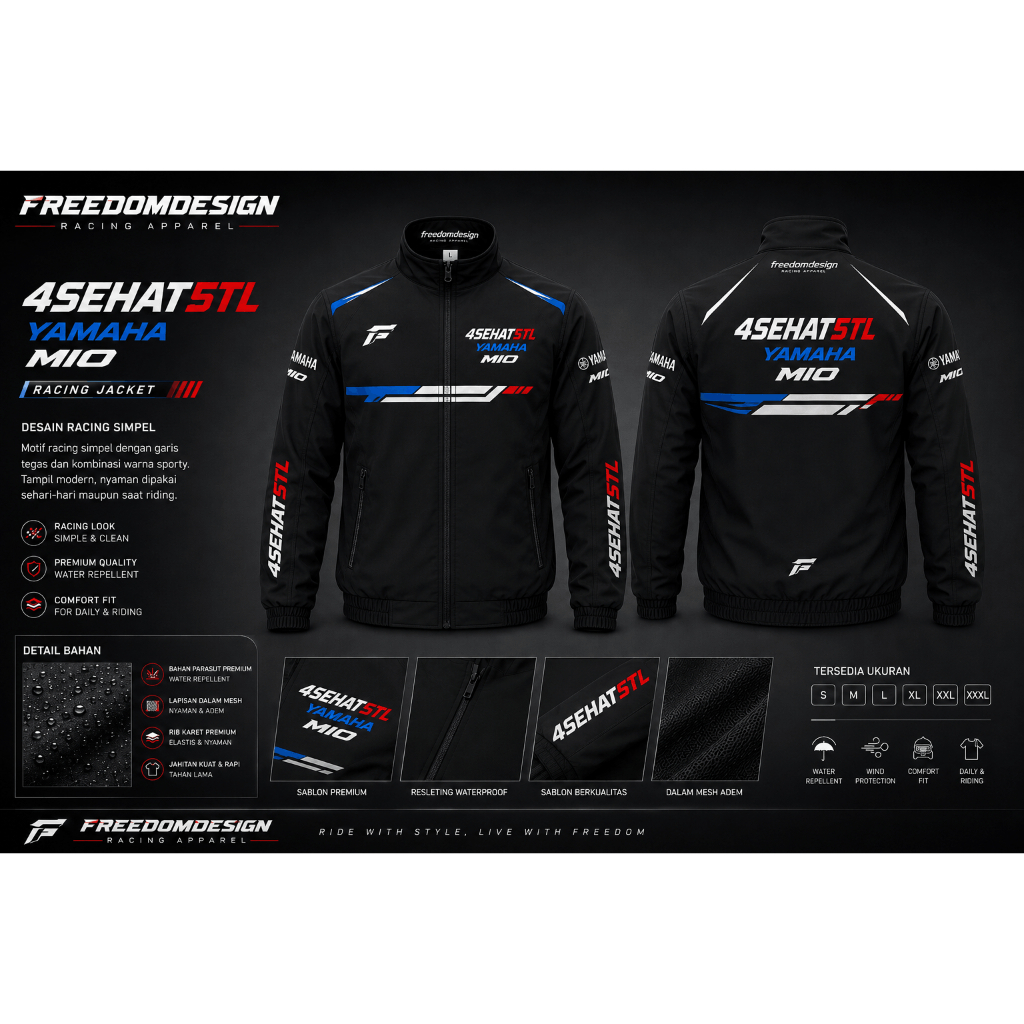 Yamaha Mio 4 Healthy 5TL Jacket – เสื้อแจ็คเก็ตกันลมสําหรับแข่งรถจักรยานยนต์สําหรับผู้ชาย