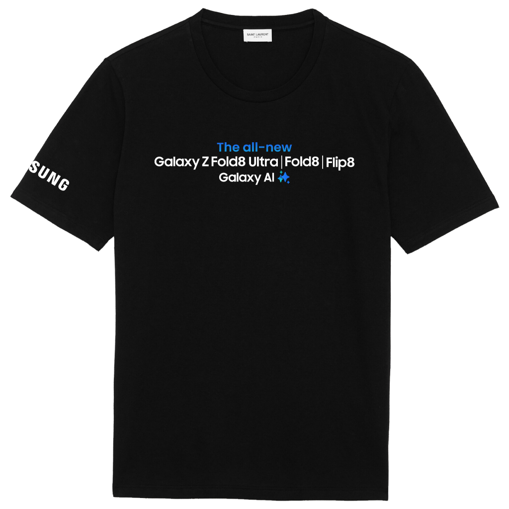 เสื้อยืด Samsung The All-New Galaxy Z Fold8 Ultra | พับ8 | Flip8 Galaxy AI ที่นี่ล่าสุด