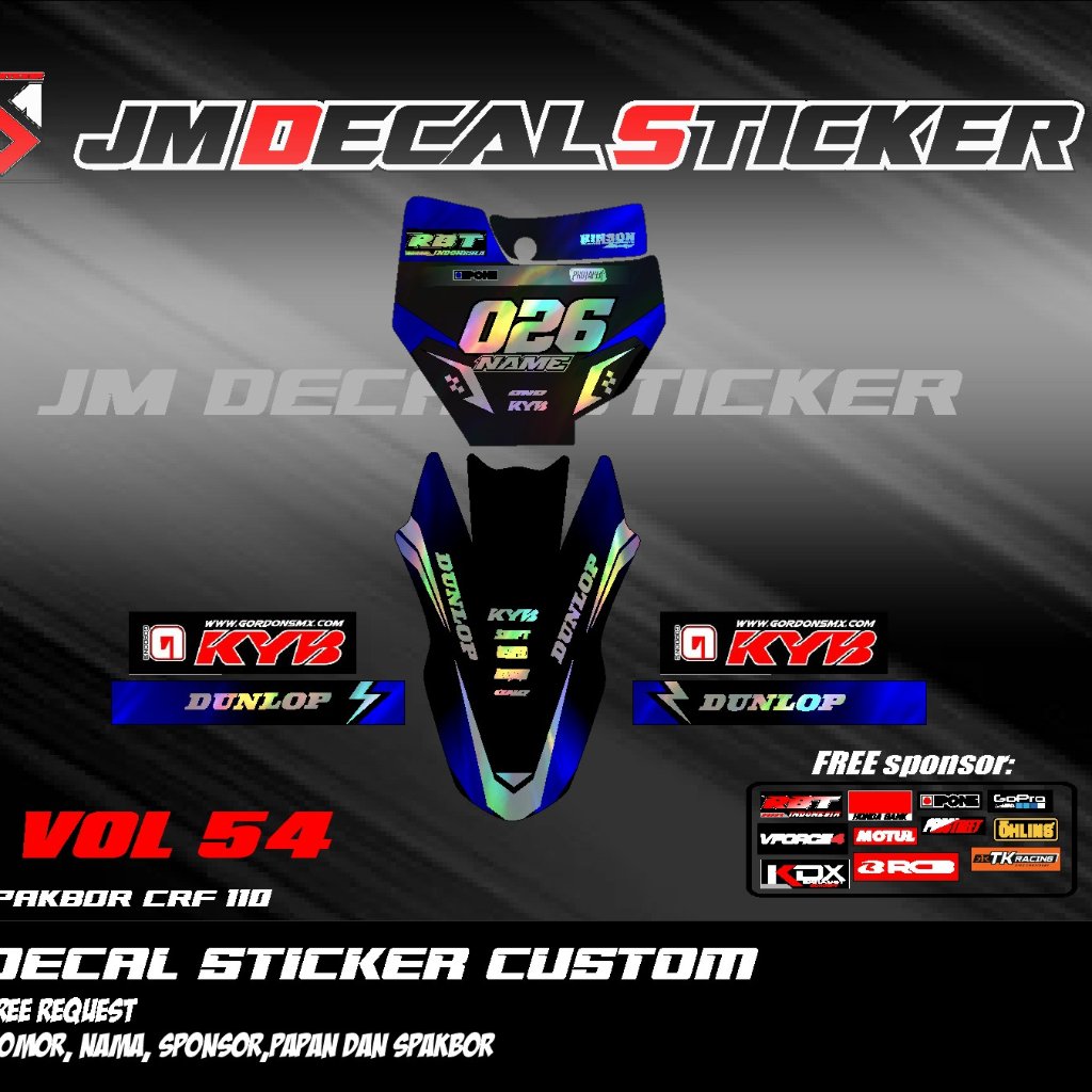 DECAL STICKER NUMBER PLATE KTM SPAKBOR CRF 110 HOLOGRAM STICKER ใหม่ล่าสุด MOST VIRAL JM vol 54