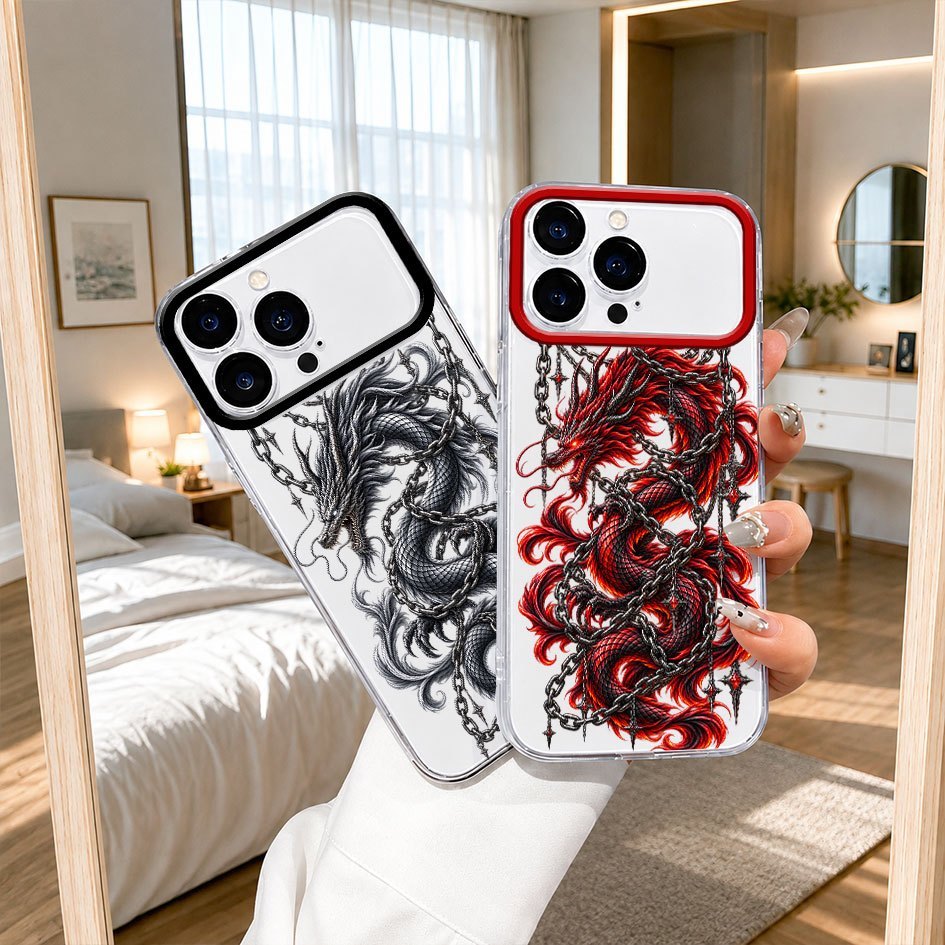 SOFTCASE CLEAR CASE BENING MOTIF DRAGON BLACK RED PREMIUM PRO CAMERA COMPATIBLE สําหรับ VIVO Y400 Y1