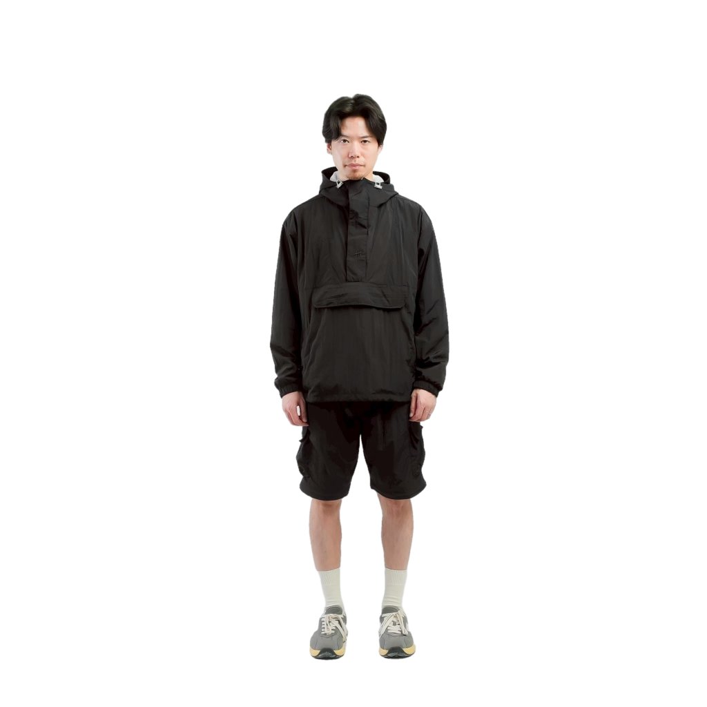 Anorak Jacket Alpha Black Cagoule Nylon Crinkle