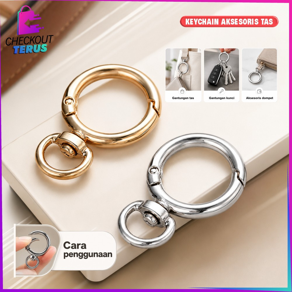 GANTUNGAN CT C1706 รอบพวงกุญแจแหวนปฏิบัติกระเป๋าอุปกรณ์ตกแต่ง/พวงกุญแจคลิปตะขอ DIY แหวน O เปิดปิดมัล