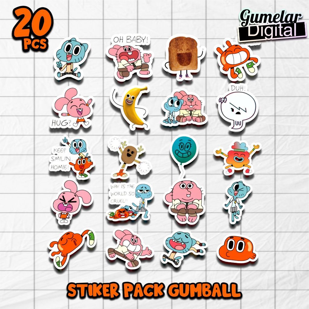 P49 CUTE COOL GUMBALL CHARACTER GUMBALL STICKER PACK ใหม่ล่าสุด VIRAL GUMBALL PACK VARIOUS CUTE FACE