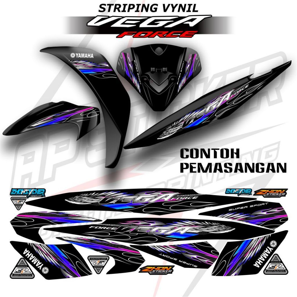 Yamaha Vega Force Super Sport Zhon สติกเกอร์แถบไวนิลมอเตอร์ร่างกาย