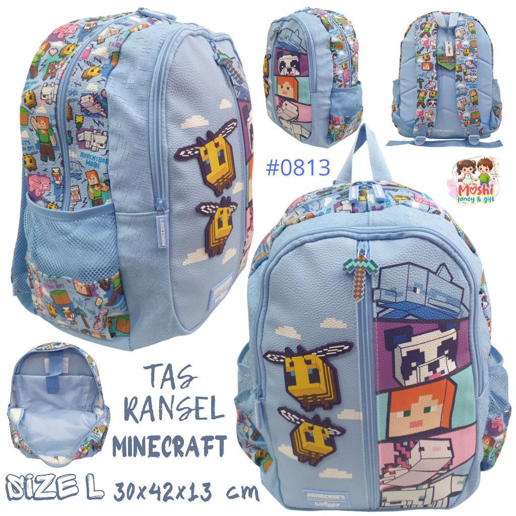 Blue Maincraft Backpack / Maincraft School Bag / Minicraft School Backpack for Boys / Minicraft Back