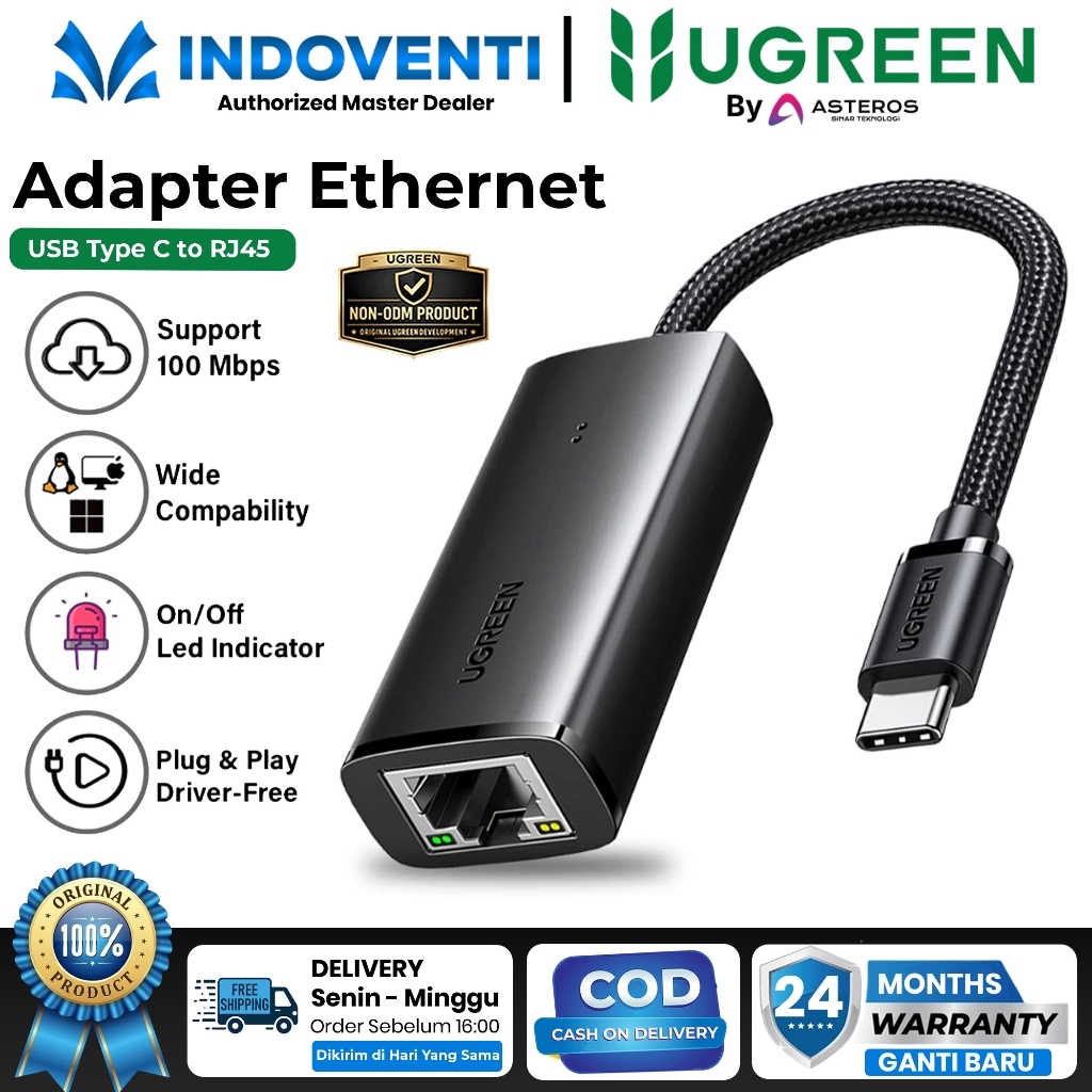 UGREEN อะแดปเตอร์อีเธอร์เน็ต USB Type-C ถึง RJ45 Lan สูงสุด 100Mbps 1000Mbps 2500Mbps สําหรับแล็ปท็อ