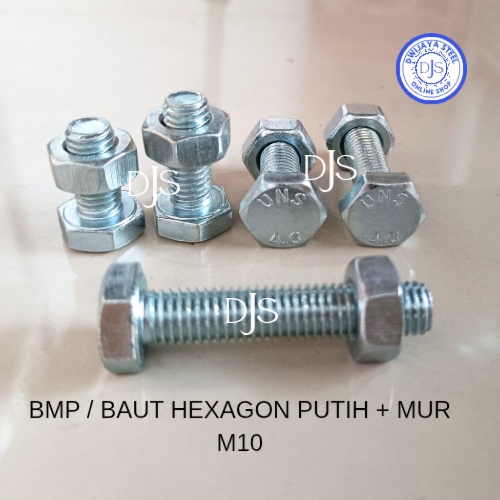 1PCS BMP M10 BOLT + WHITE NUT KEY 17 BMP M10 X 20 / 25 / 30 / 40 / 50