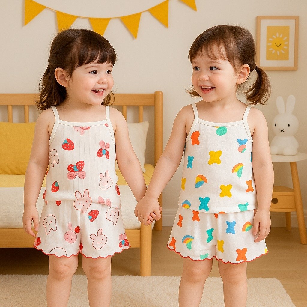 Pinpin Kids - ชุดสูท Oolong แบบบางของเด็กผู้หญิง / ชุดลําลองในบ้าน / Summer Kids Oneset
