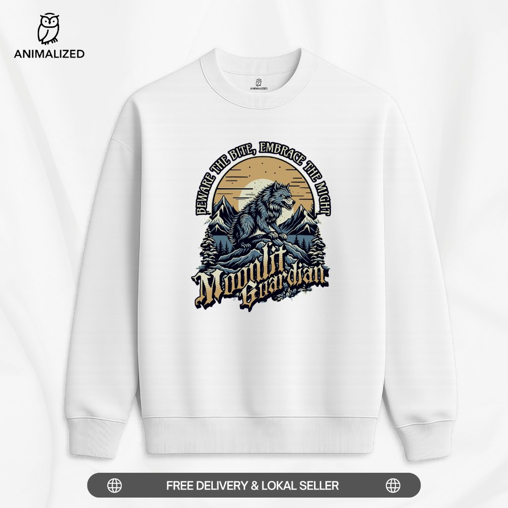 เสื้อกันหนาว Animalized Crewneck Wolf Moonlite Guardian Peware The Bite Mighty