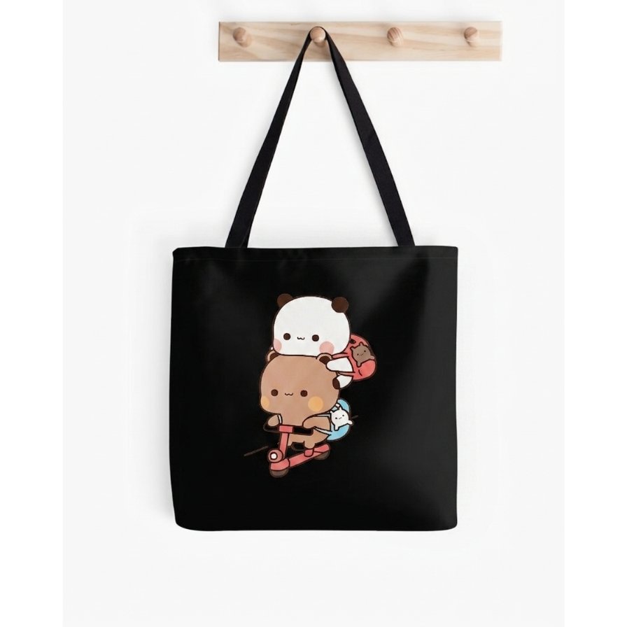 Bubu Dudu On Scooter Bubu Dubu Lovers Tote Bag สีดํา
