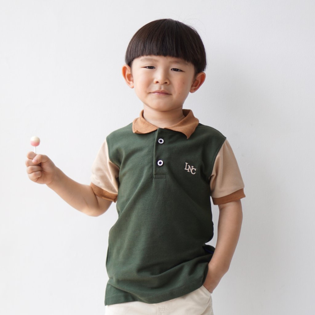 HIJAU เสื้อโปโลแขนสั้นเด็ก Lily and Clark สี Army Green รวมสีเบจ KK21