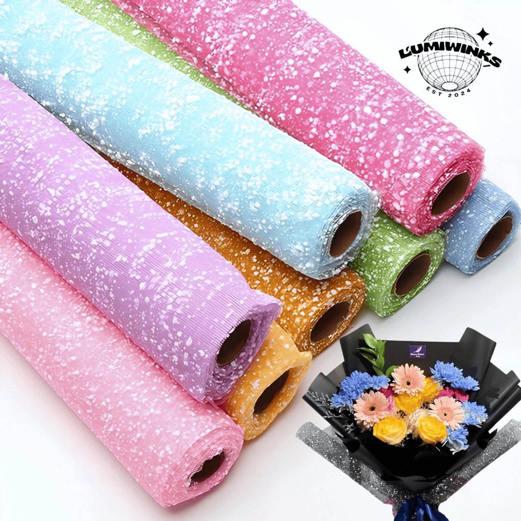 Snow Tile Glitter Snow Motif ห่อช่อดอกไม้ กระเช้า 1 ม้วน 4 หลา หลากหลายสี