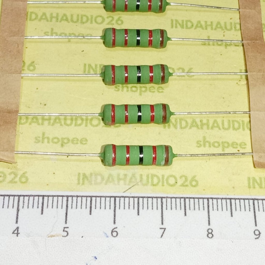 HIJAU GREEN PACK 22K 2W 1% COPPER LEGS METAL FILM ตัวต้านทาน 22000 OHM 2 วัตต์ 22 KILO OHM 2 วัตต์ 1