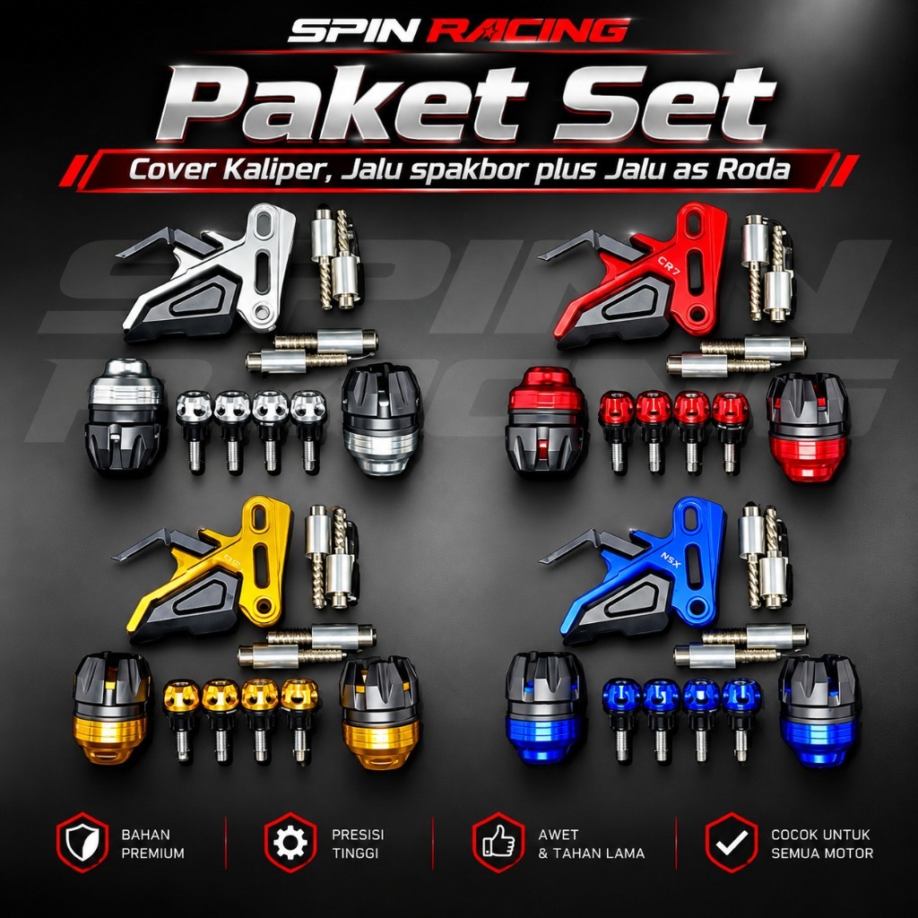 3IN1 VARIATION PACKAGE CNC CALIPER COVER + JUMBO WHEEL AXLE STRAIGHT + YAMAHA NMAX LEXI AEROX FENDER BOLT