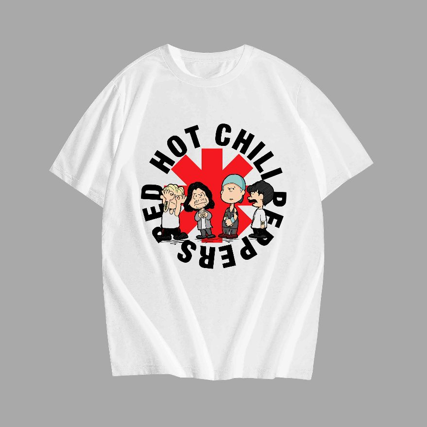 RHCP - เสื้อยืดโลโก้การ์ตูน Red Hot Chillis