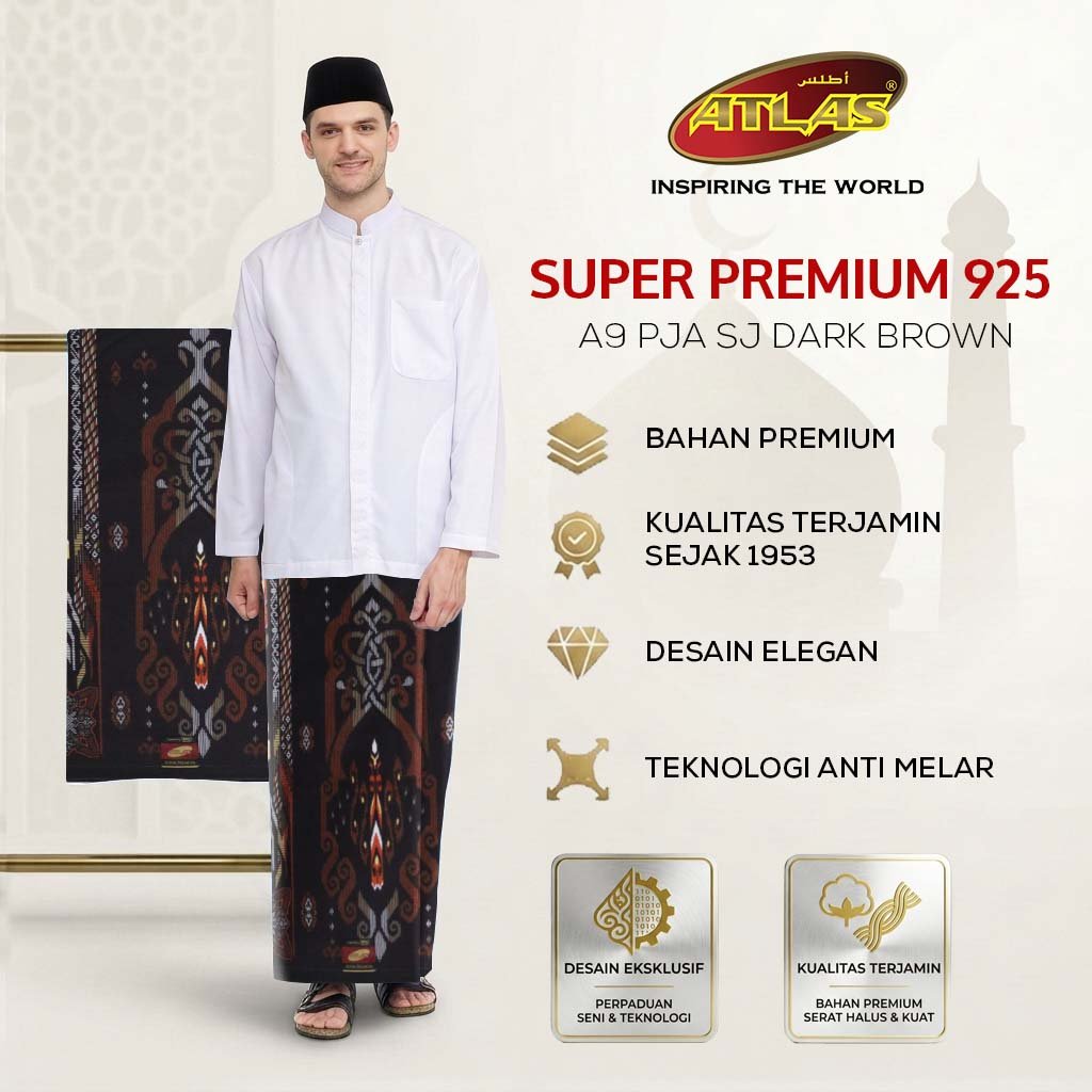 ATLAS Super Premium 925 A9 PJA SJ ผ้าซิ่นสีน้ําตาลเข้ม