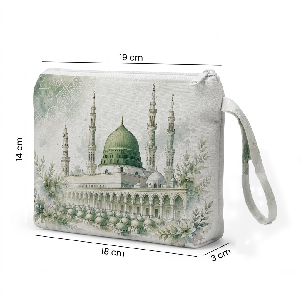 Hajj & Umarh ของที่ระลึก Pouch Wallet, Mecca & Medina มัสยิด Pouch Wallet, Elegant, Luxurious, Large