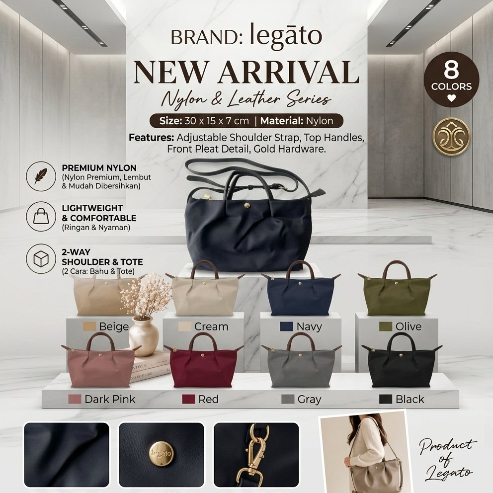 Legato Largo Leather Legato Nylon Viral Bag ขนาดเล็ก