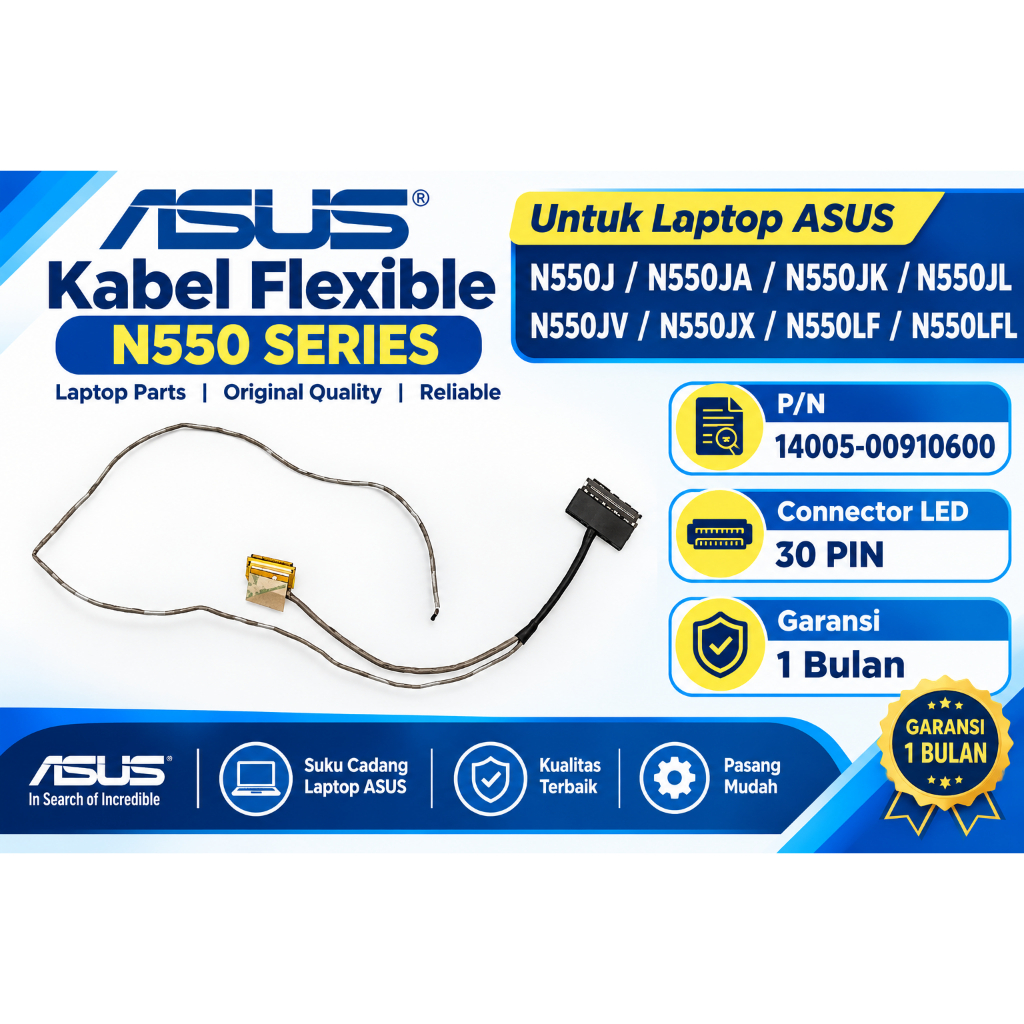 สายยืดหยุ่น ASUS N550 N550J N550JA N550JK N550JL N550JV N550JX N550LF N550LFL 30Pin ใหม่