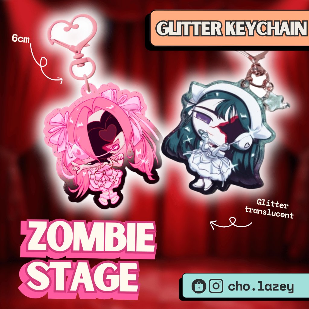 GANTUNGAN Mizi Sua Zombie stage พวงกุญแจอะคริลิคแวววาวโปร่งแสง Photocard สติกเกอร์พวงกุญแจ mizi zoms