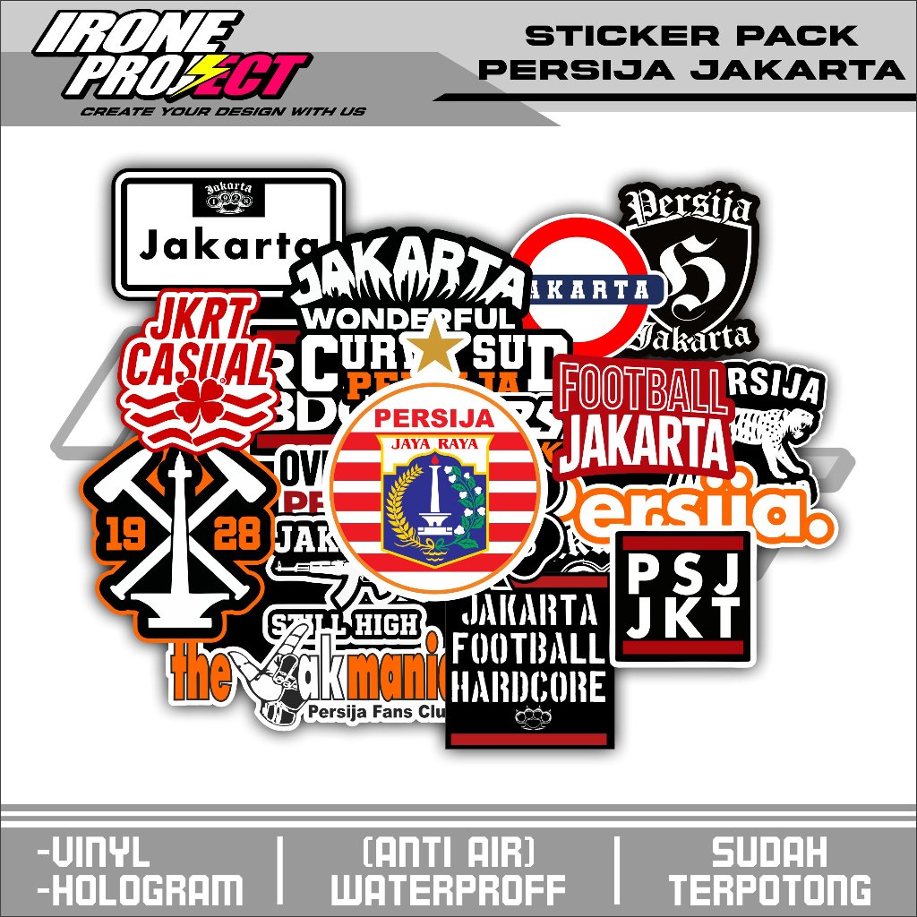 IRONE PROJECT STICKER PACK PERSIJA CONTENTS 20PCS BUNDLE โลโก้ PERSIJA THE JACK MANIA K-02