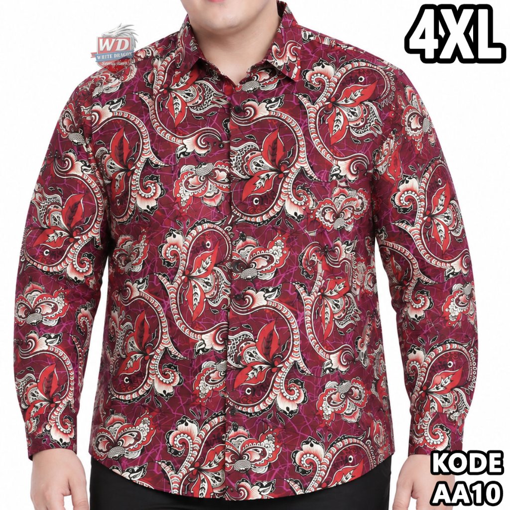 KAMEJA LONG-SLEEVED BATIK SHIRT BIG SIZE 4XL CODE AA10
