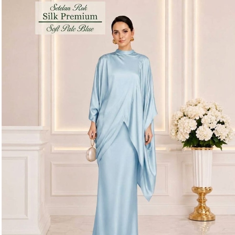 Qaira Fashion: zafiya เซตเสื้อและกระโปรงผ้าไหมพรีเมี่ยม (Real Pic) / เซตธรรมดาสุดหรู ทุกขนาด เหมาะกับ xl