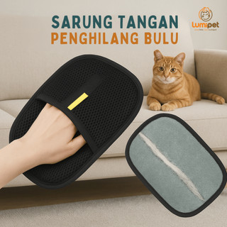 Pet Grooming Gloves Cat Hair Removal Tool - Sarung Tangan Pembersih Bulu Kucing/Anjing Sofa ataupun Pakaian