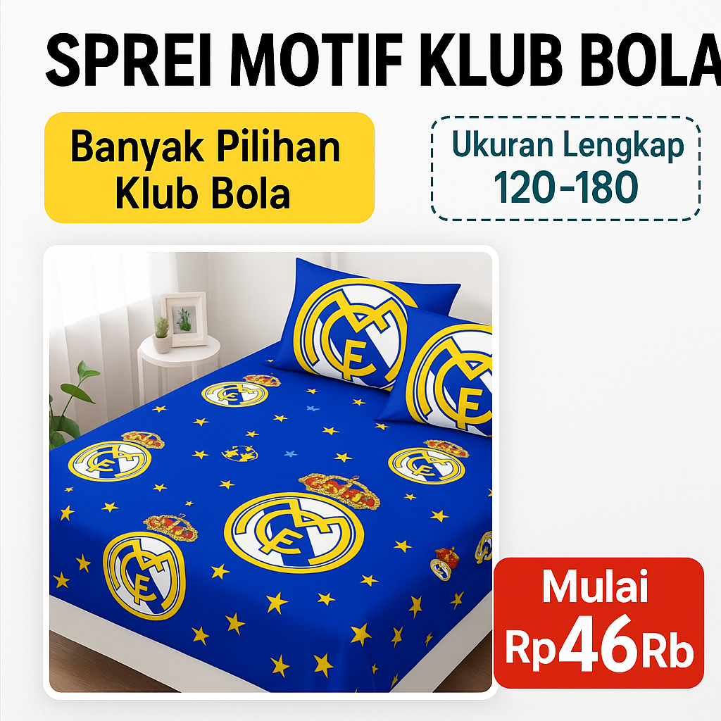 มุมยาง BEDSHEET WITH FOOTBALL CLUB MOTIF 90X200 I 100X200 I 120X200 BEDSHEET NO. 4