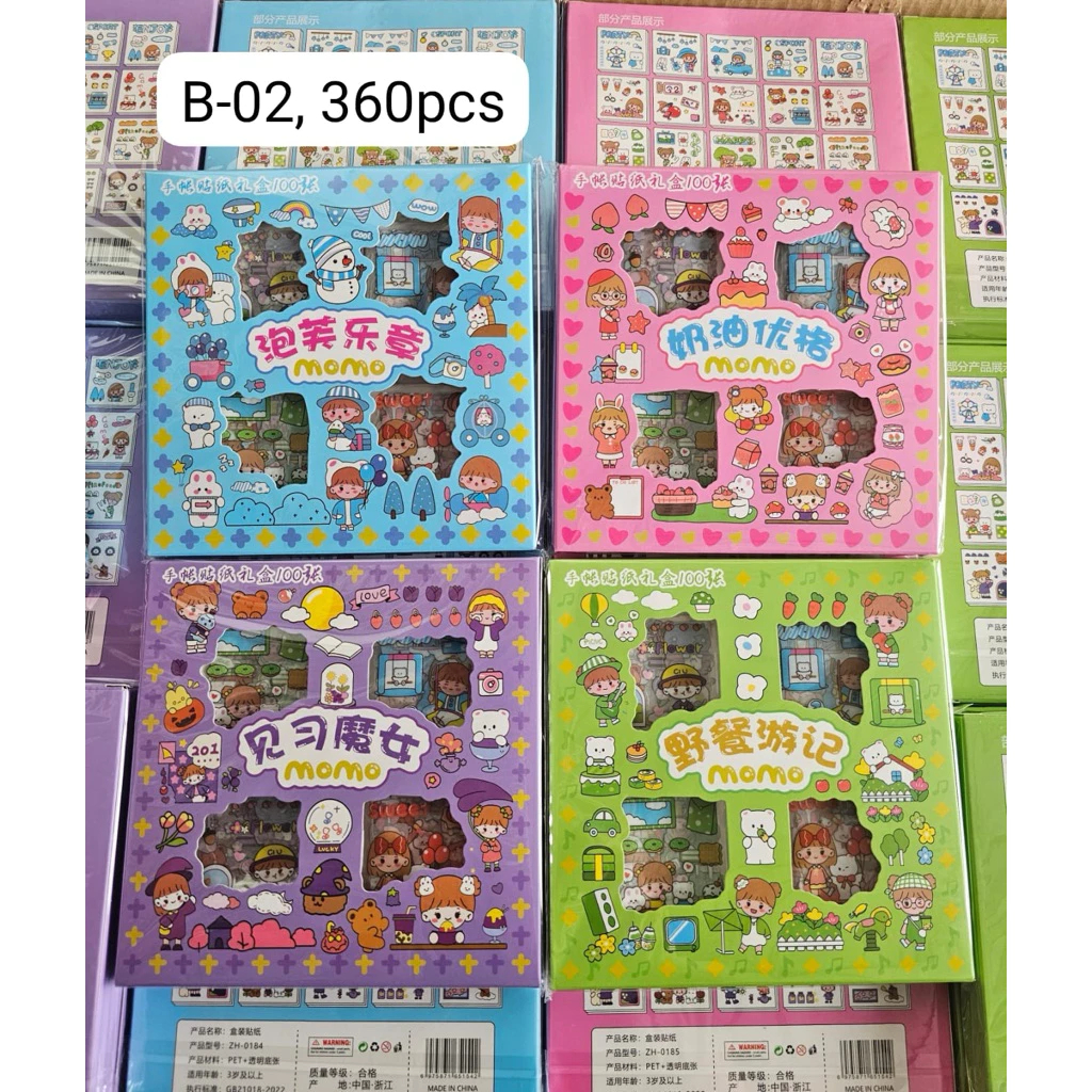 ATK65 CHILDRENS STICKERS, CUTE CHARACTER MIX STICKERS, 1 กล่อง CONTAINS 100