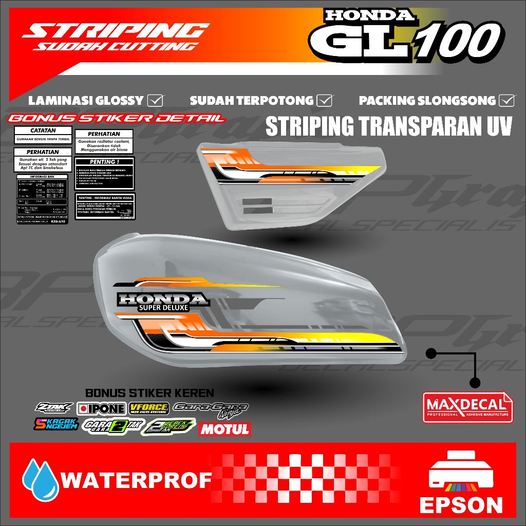 HONDA GL 100 แถบ UV Premium แบบใสพร้อมการตัดต่างๆ (yt09)