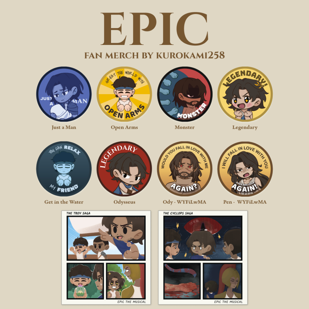 สติ๊กเกอร์พวงกุญแจ EPIC the Musical Pin (Fan Merch by Kurokami258)