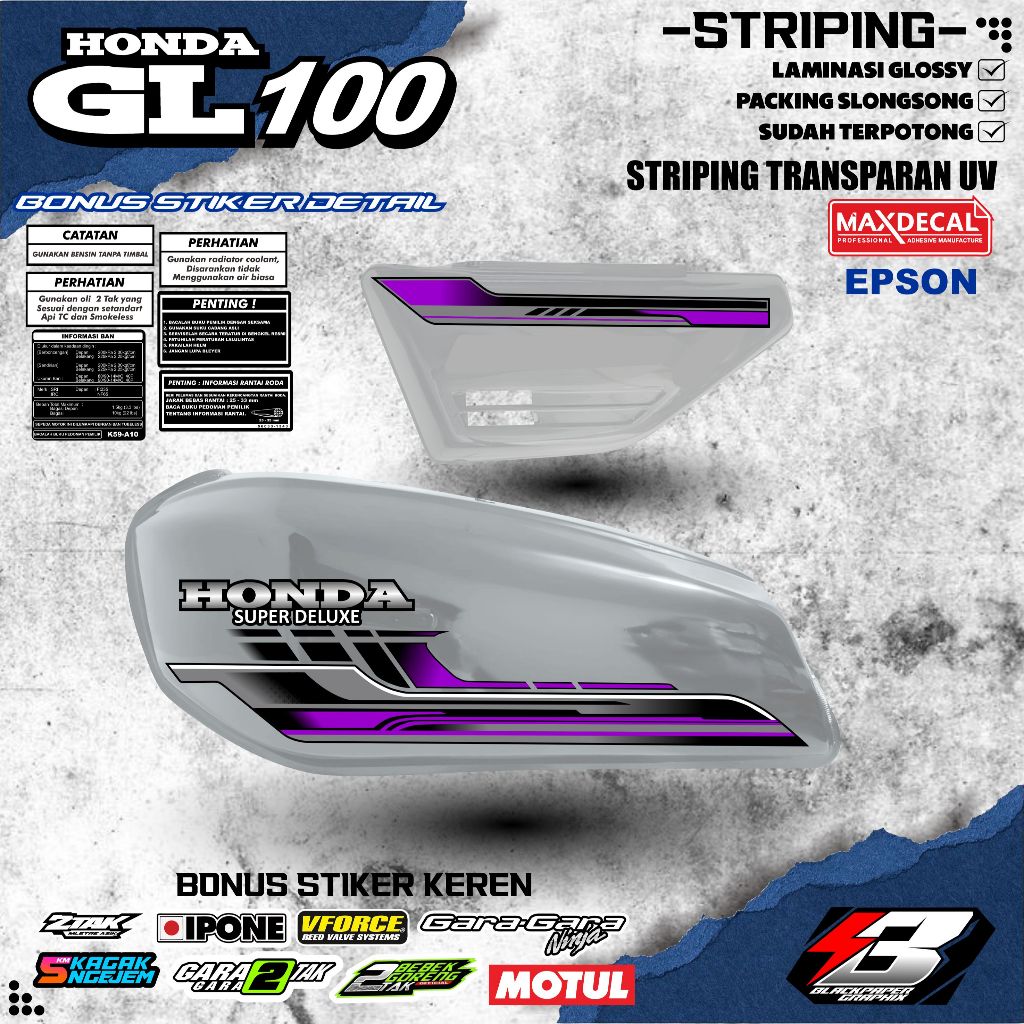 Honda GL100 Transparent UV Premium MAXDECAL แถบคุณภาพ (yt22)