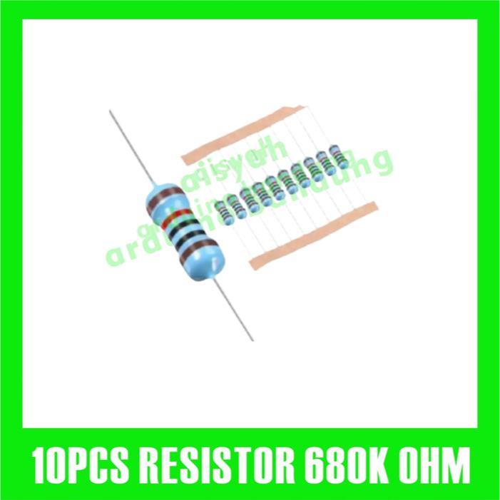 10X RESISTOR 680K 680K OHM 1/4W 1% ฟิล์มโลหะ