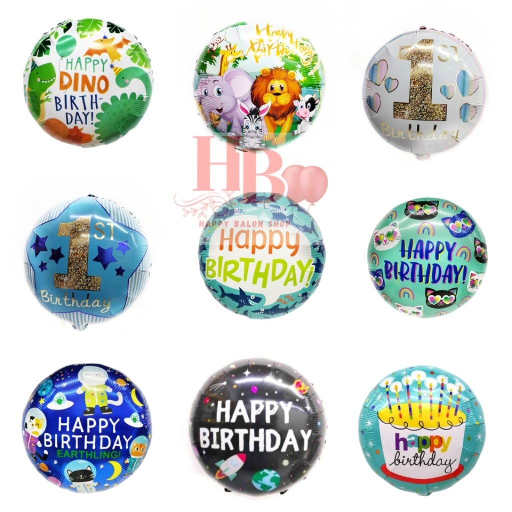 WHOLESALE 12PCS HAPPY BIRTHDAY FOIL BALLOONS ขนาด 18INCH (45 ซม.) สามารถขัดด้วยน้ํามัน HELIUM GAS