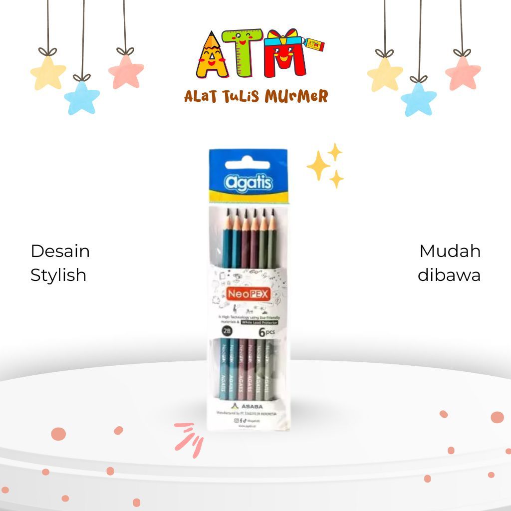 Neopex Pencil/Agatis - 2B METALLIC Writing Pencil Set 6 /AGATIS NEOPEX HEXAGONAL GRAPHIC PENCIL 2B M