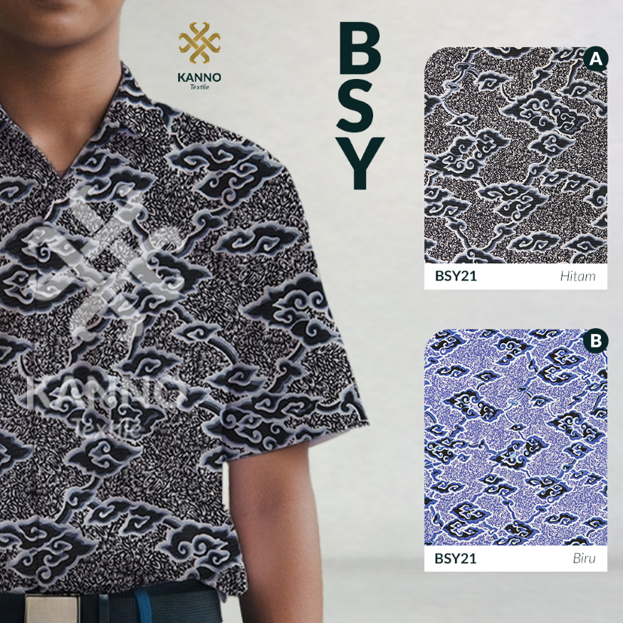 เสื้อผ้า BSY SANWOS MATERIAL MEGA MENDUNG MOTIF BSY21 สีฟ้า/สีดํา