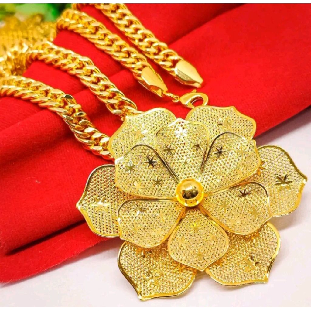 KENDARI FLOWER NECKLACE 24k GOLD PLATED DUBAI JEWELRY