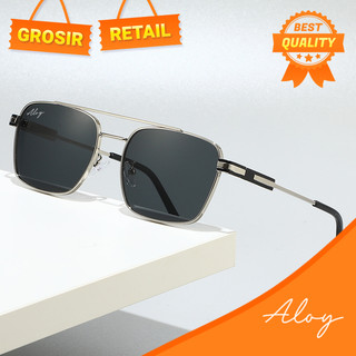 ALOY RETAIL M-MX002-P2 Kacamata Premium Quality Pria/Wanita  Double Bridge Luxury Metal Gradient Sun Glasses Unisex Termurah